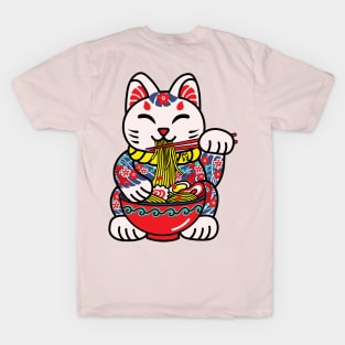 anime lucky Ramen Cat T-Shirt